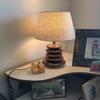 Wood Pebble Table Lamp  Cream Jute Lamp Shade