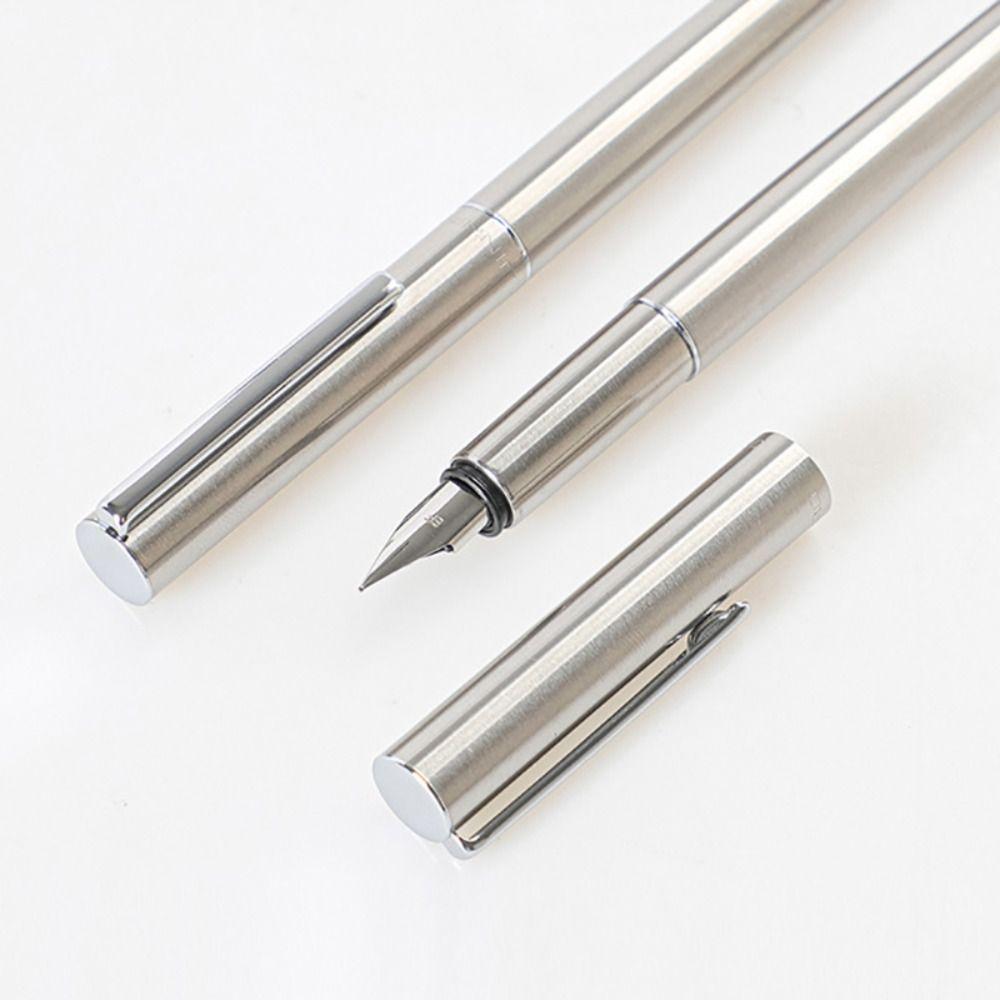 Stainless Steel Fountain Pen Extremely Black Writing Pen Multi-functional Calligraphy Pen  Students