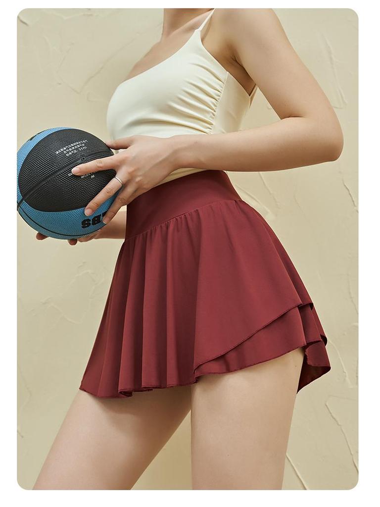 Damska szybkoschnąca spódniczka A-line: Dwuwarstwowy, chroniący przed prześwitywaniem, lekki nylon na fitness i bieganie