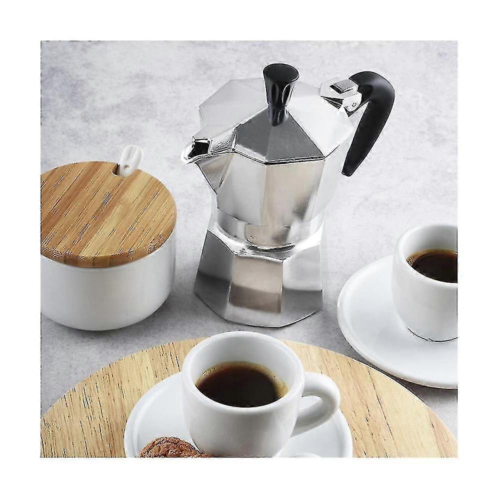 50ml Iconic Espresso Maker - Makes Real Italian Coffee, Italian Moka Pot, Silver Coffee Pot for Rich Espresso Brewing