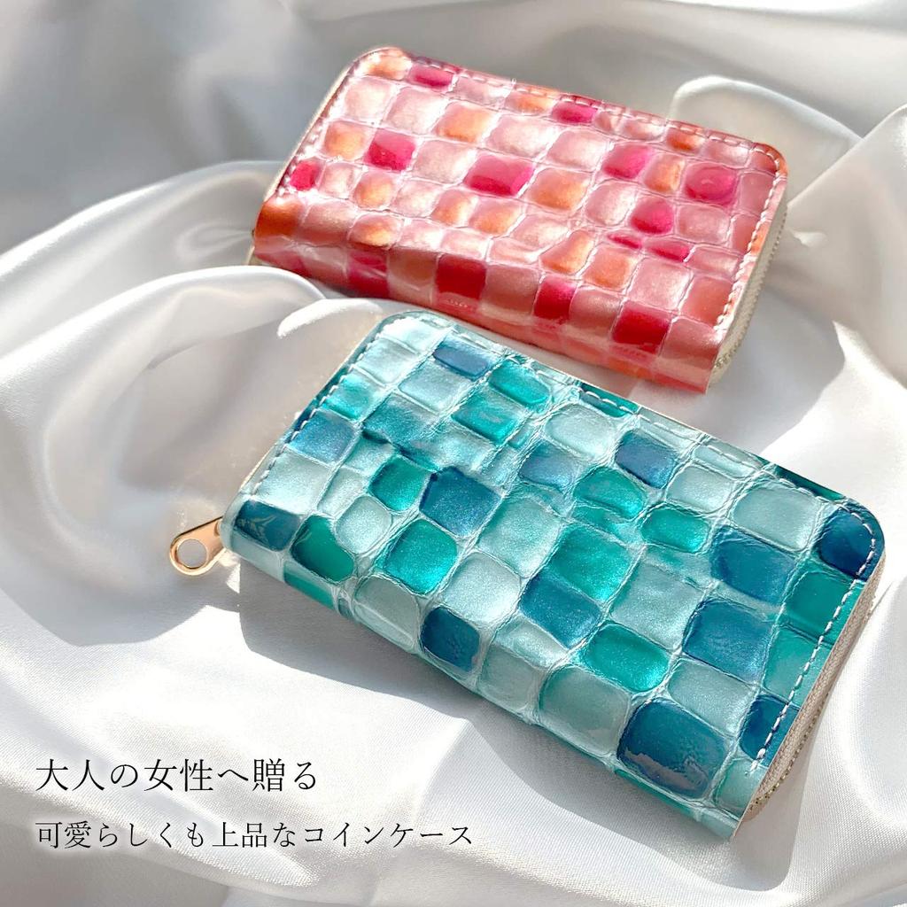 Genuine Leather Coin Round Zipper Small Coin Slightly Elegant Stained Coral [leo&aoi] Case, Pouch, Wallet, Purse, Compact, Simple, Leather, Cowhide,