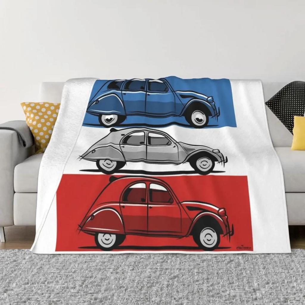 Coperta da divano Citro_n 2CV rossa, bianca e blu Coperta morbida Coperta soffice e pelosa Coperte di design coperte per l'inverno#