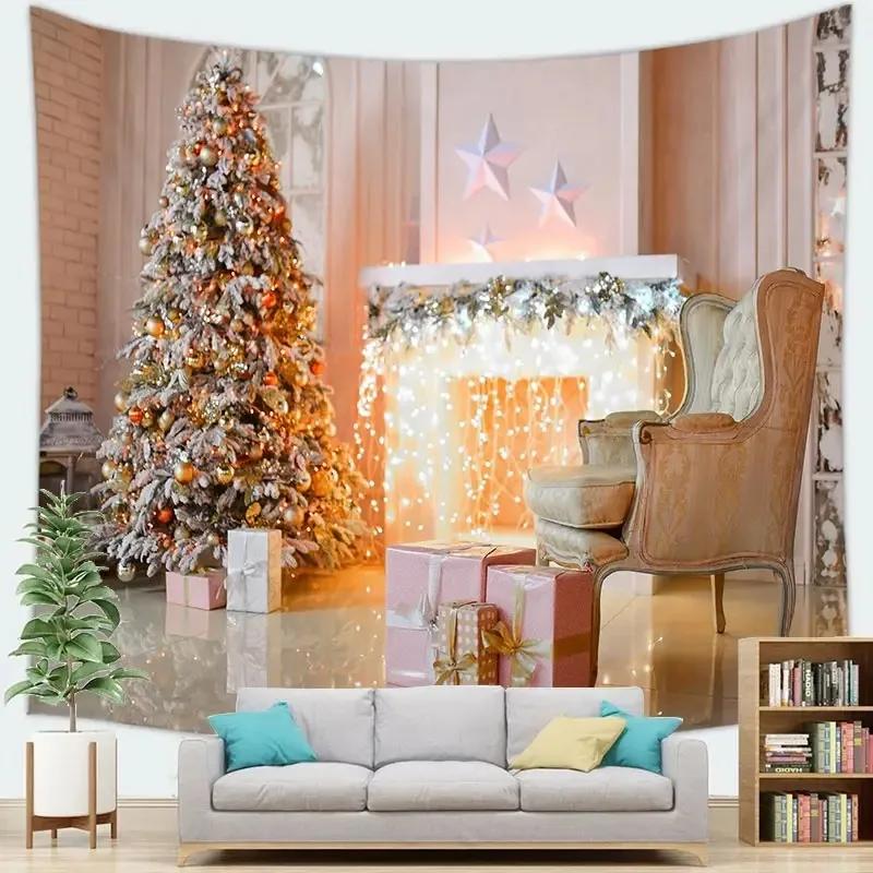 Рождественская тема Гобелен Спальня Гостиная Домашнее Рождественское Украшение 100x75cm — фото 5