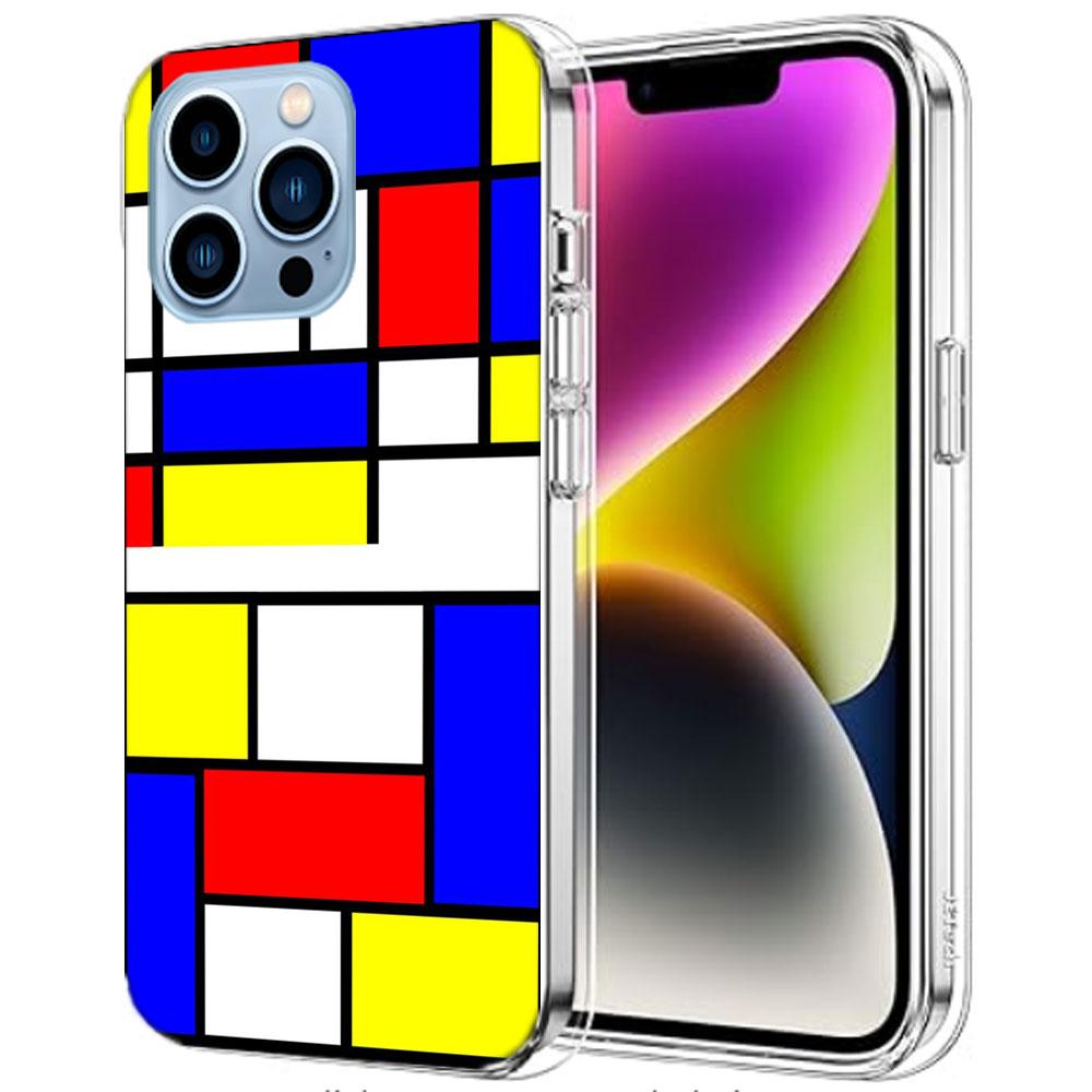 TOPLBPCS Mondrian Grid Cases Phone Case For Iphone 17E 16E 17 Air 16 Pro Max 15 Pro 14 Plus 11 13 12 Mini Cover Cases Compatible