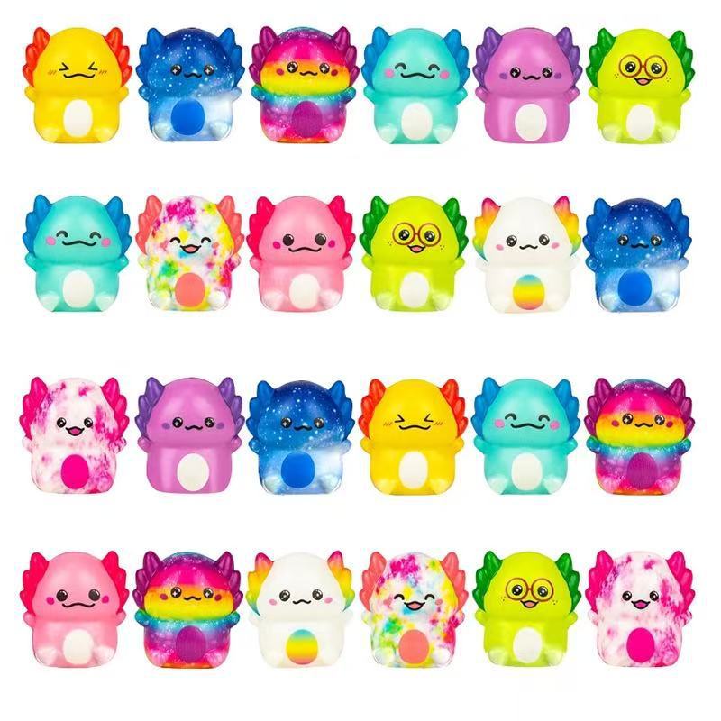 Squishy Salamander Decompression Toy Cartoon 24 Animal Egg Twisting Slow Rebound Pinch Music *5pcs