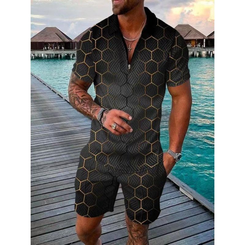 Herren Casual Sport Zweiteiliges Set mit kurzärmeligem T-Shirt und Shorts