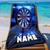 Custom Darts Beach Towel Personalized Name Dartboard Game Microfiber Bath Towels Soft Quick Dry Pool Lounger All Season Use