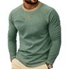 Mens Casual Contrast Stitching Crew Neck Long Sleeve T Shirt