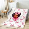 Cowgirl Fleece Throw Blanket with Western Boots  Pink Bow Fairy Tale Princess Decor Soft Flannel x Inch for Adults  Teens