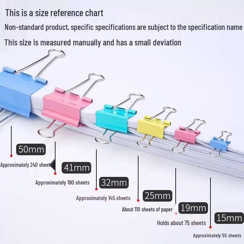 Ассорти многоцветных зажимов-бульдогов: Большие, Средние, Маленькие Скрепки для Документов и Книг