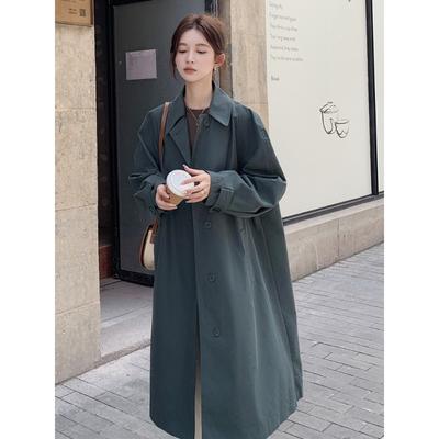 Korean Popular British Windbreaker Coat for Women Spring and Autumn New Mid-length Literary Retro Hong Kong Style Forest Coat