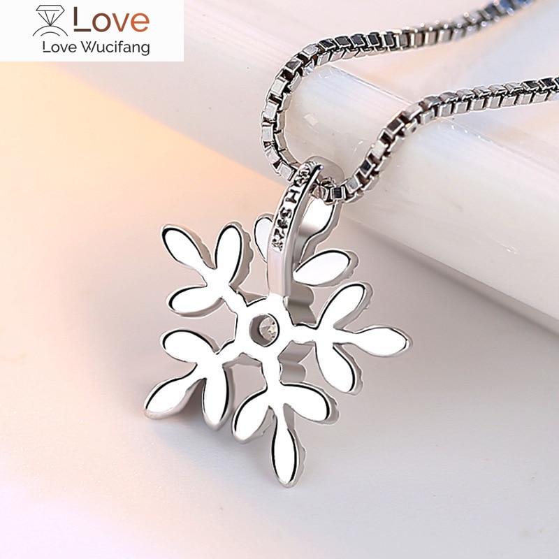 Mitt hjem 925 Sterlingsølv Zirkon Snøkrystall Halskjede For Kvinner Gave Kjede Choker Collares Julehalskjede S -N142