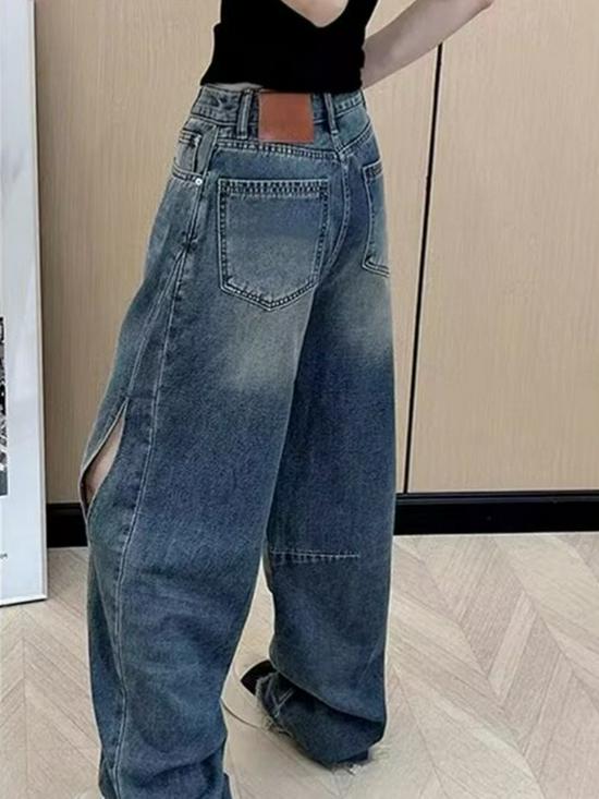 Plus Size Retro High Waist Straight Leg Jeans for Women - Spring/Autumn