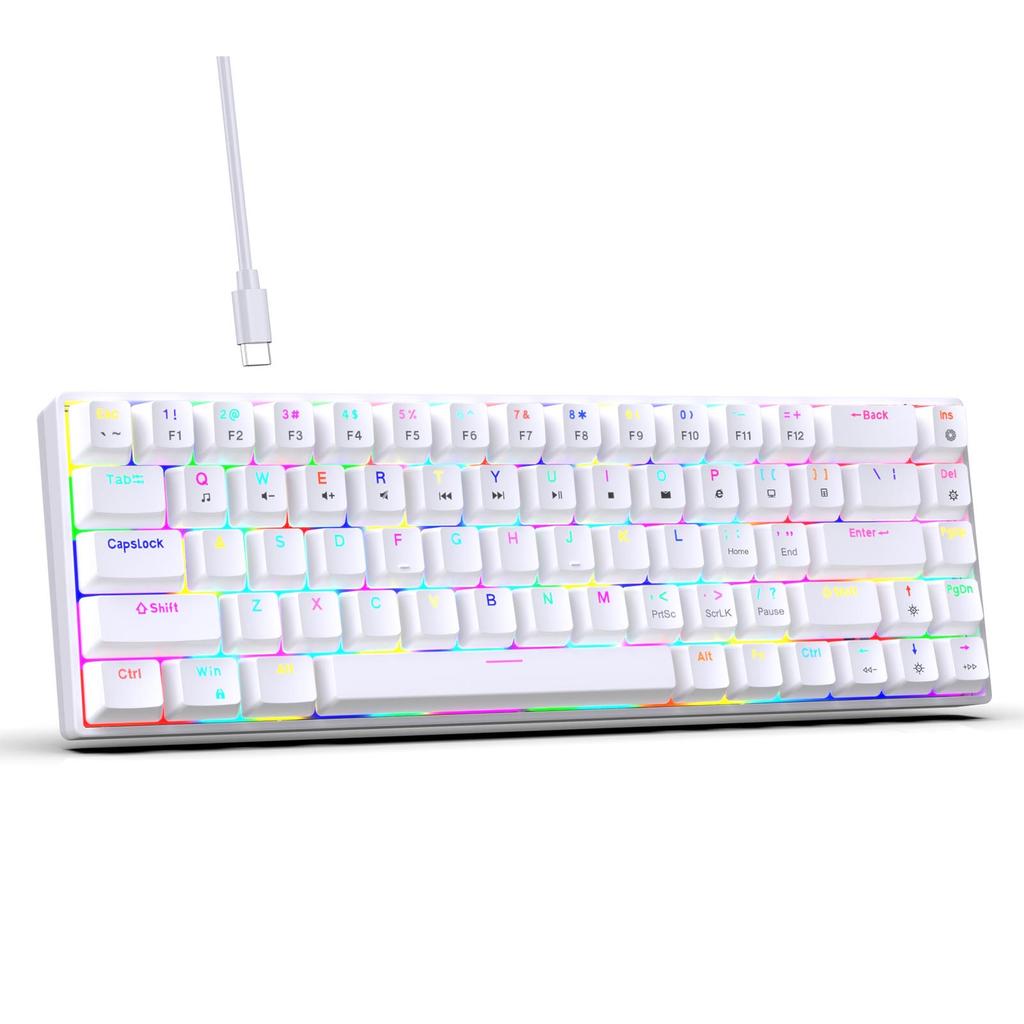 68 Keys Wired Mechanical Keyboard RGB Backlit Hot-Swappable Compact Design for   Gaming