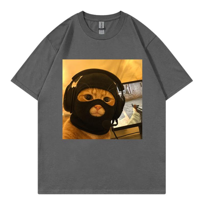 Cat Wearing Mask Funny Meme T Shirt Unisex Unisex Fashion Loose Short Sleeve Tshirts Summer Casual 100cotton Tshirt Streetwear