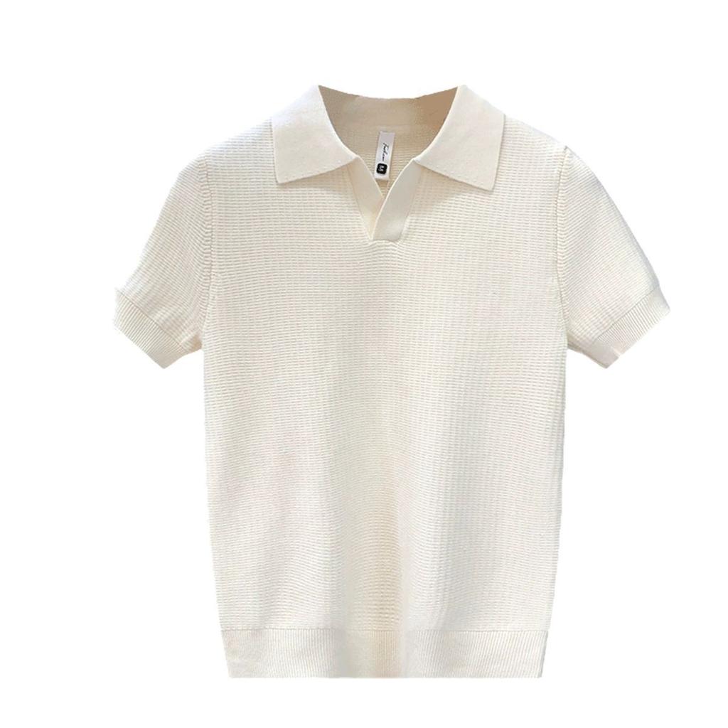 Polo Stile Sartoriale, Top Morbido Traspirante a Maglia con Abbottonatura a V, Camicia Comoda per Uscite Informali ed Eventi Semi-formali