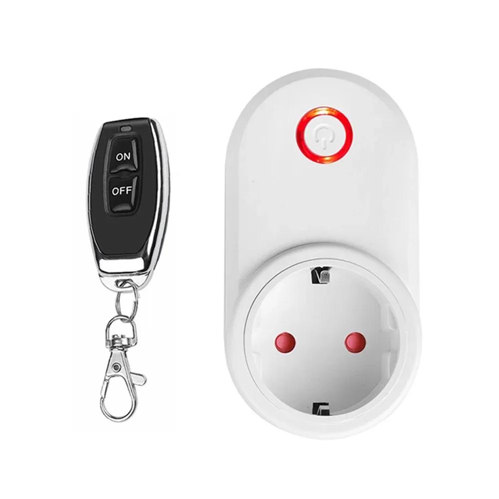 

433МГц Бездротова Розумна Розетка з Дистанційним Керуванням 220В 3000Вт15А ЄС FR Універсальна Вилка Дистанційне УВІМК./ВИМК. Електричні Розетки для Світла ракета металевого кольору