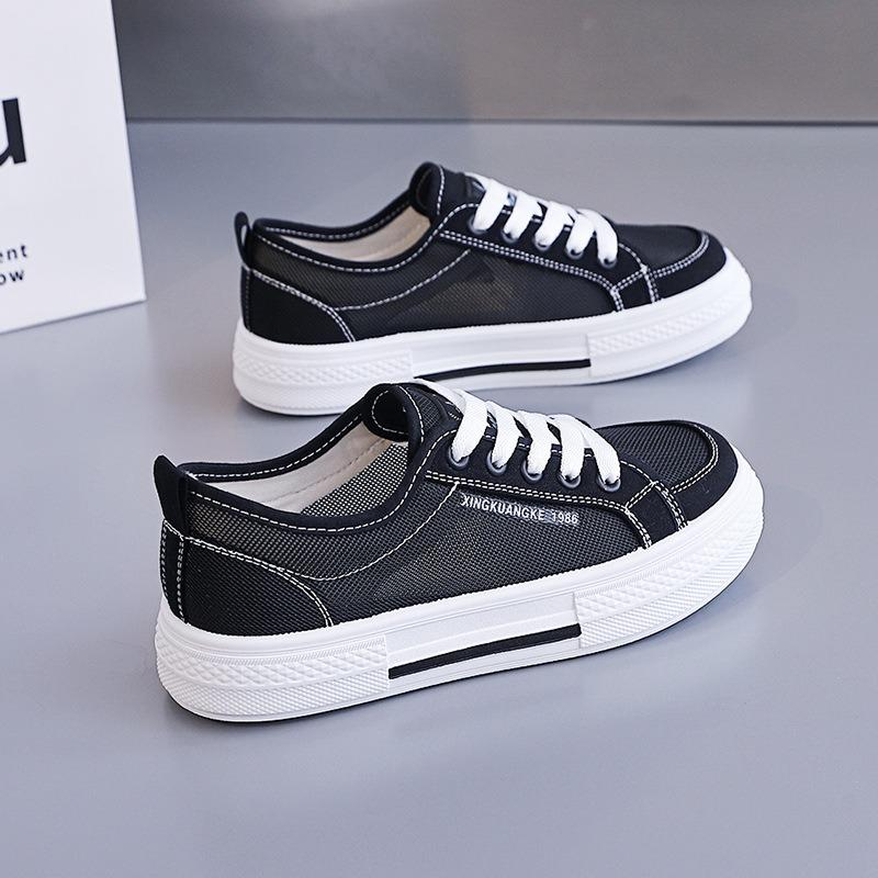 Women Korean Style Breathable Mesh Canvas Soft Sole Casual Low Top Sneakers