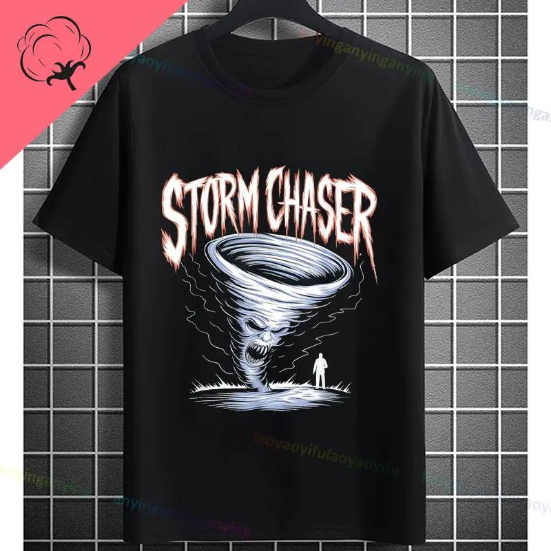 Cacciatore di tempeste Cacciatore di tornado Meteorologo Grafica divertente Maglietta Girocollo Manica corta Cotone Perfetta Per Tutte le Stagioni