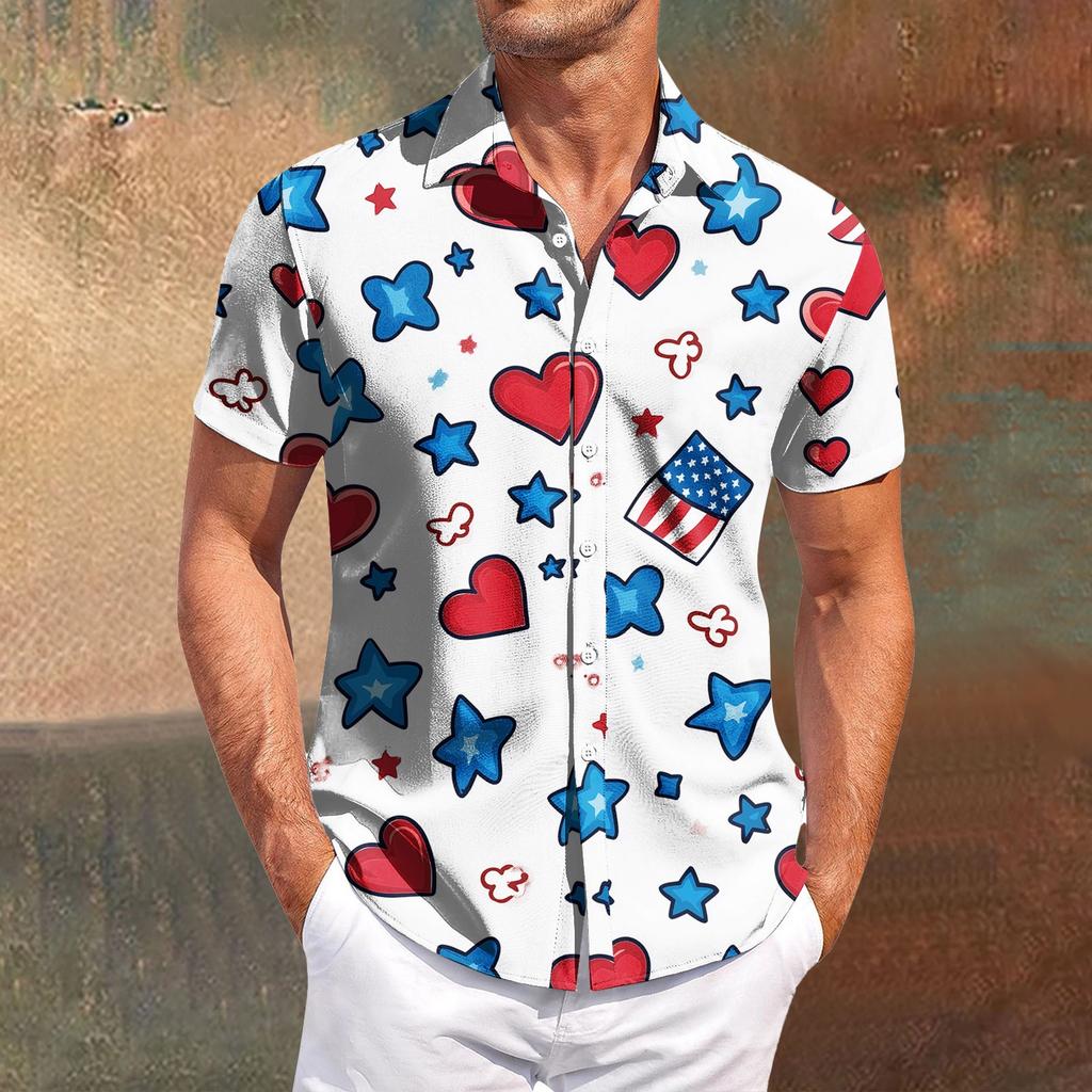 Męska koszula z krótkim rękawem casualowa, wąska, modna, męska, w kratę