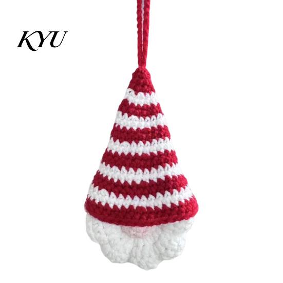 Faceless Gnome Decorations Hand Crochet Christmas Ornaments, Knitted Hanging Decorations, Small Tree Charms Yarn Elf Pendants for Home Door Car Decor