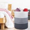Breathable Cotton Rope Hamper Basket With Supportive Handles Large Capacity Storage Container For Clothes