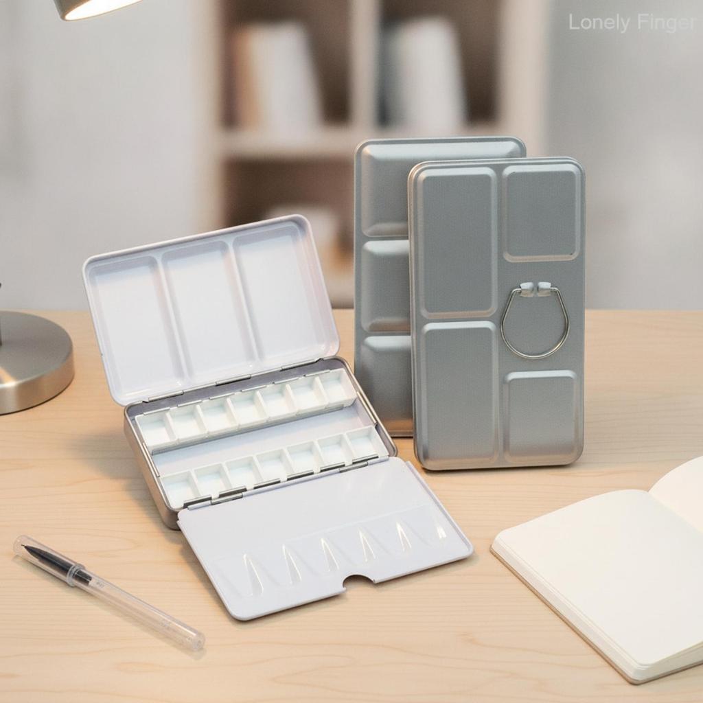 Watercolor Palette with Finger Loop Compact Tin Long-Lasting