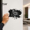 Removable Wall Sticker Grim Reaper Sticker, 3D Breaking Through Art Decal, Dark Gothic Home Decor Scary Skull Mural for Bar Pub Halloween Party