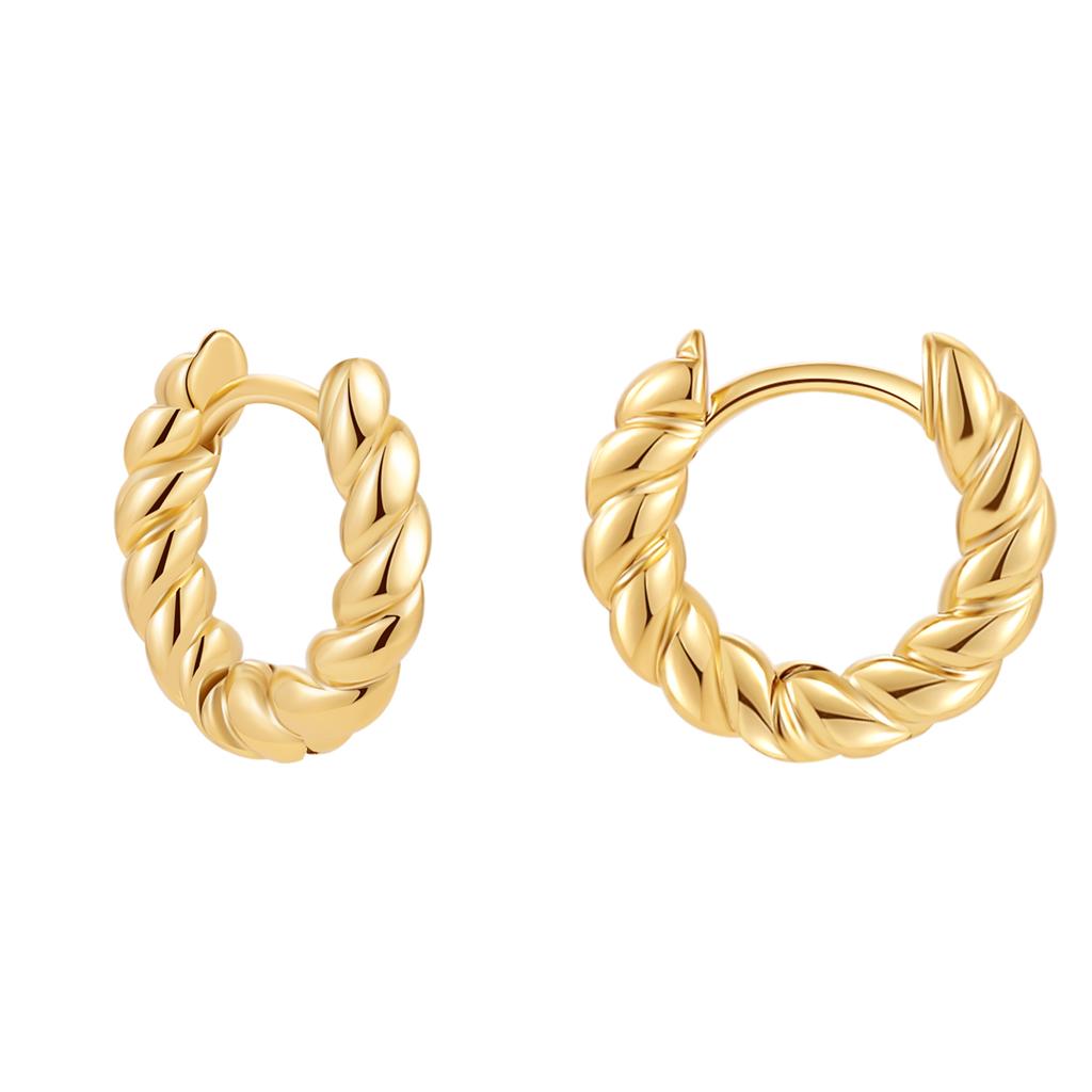 New Trendy Stackable Cartilage Twisted Huggie Ear Buckle Gold Color Circle Hoop Earrings for Women Creative Zircon 12/14/16mm