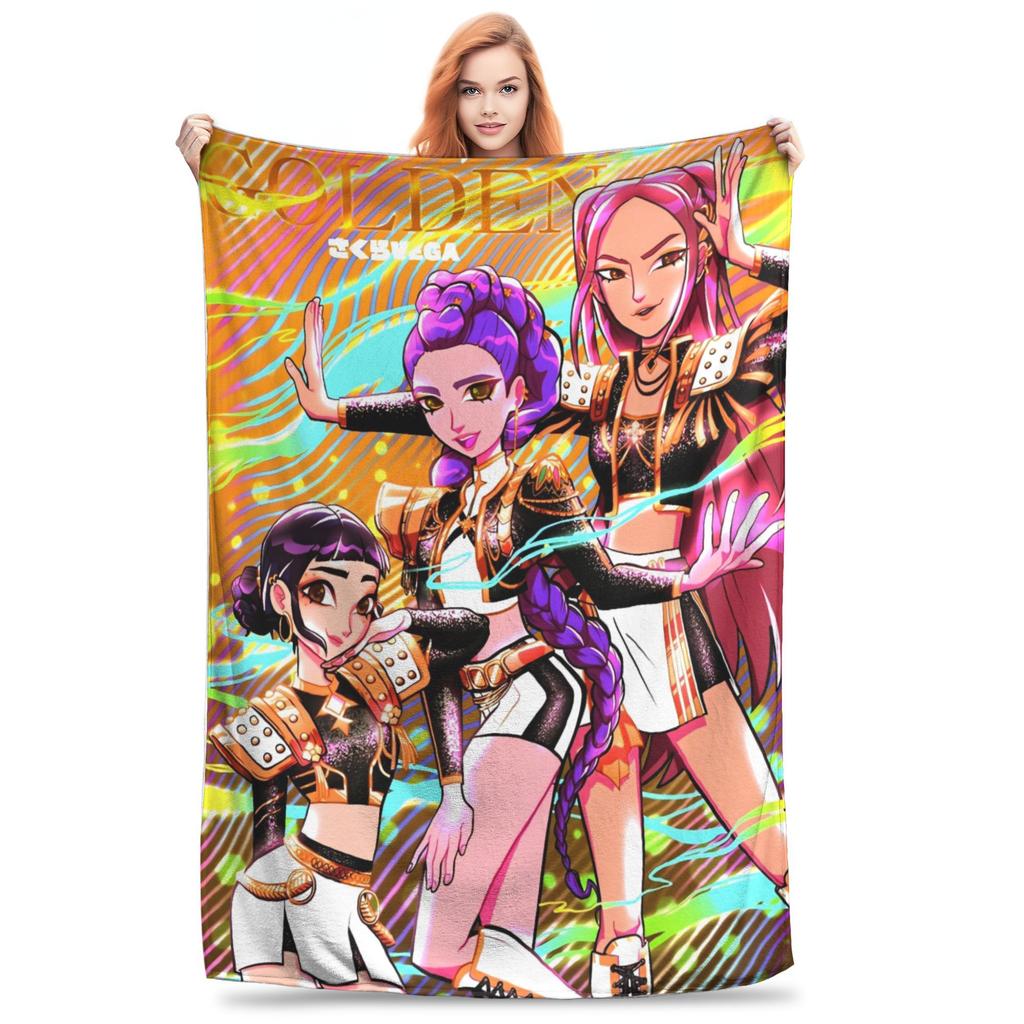 Huntrix KPop Demon Hunters Mira Zoey Rumi Blanket  Picnic Flannel Throw Blanket For Outdoor Soft Design Quality Bedspread Gift