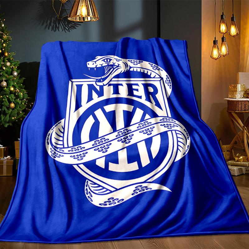 Coperta con Stemma Inter Milan Leggera Coperta Ideale per Letto Perfetta per Viaggi, Campeggio, Soggiorni, Uffici, Divani, Regalo di Natale per tifosi