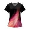 Women's Fashion Printed Short Sleeve V Neck Pattern Tops Pocket Working T-shirts