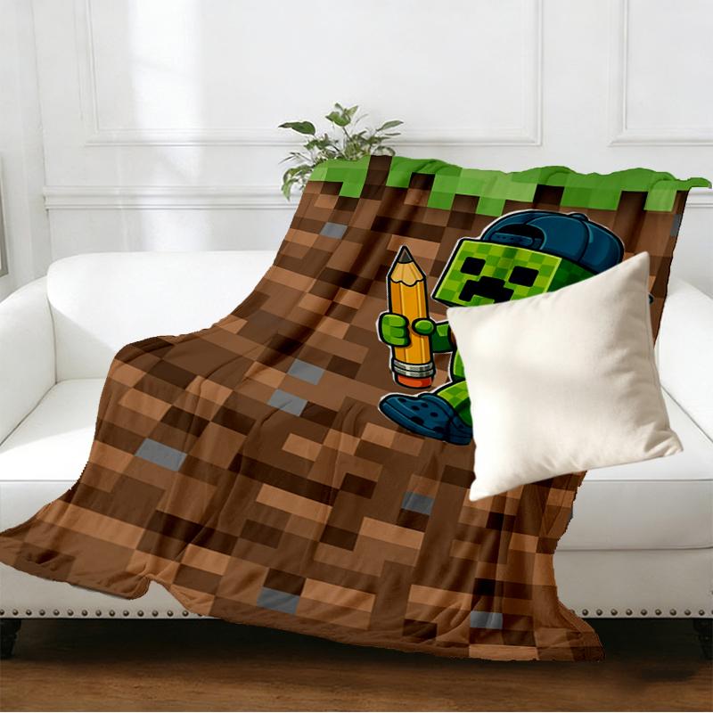 Minecraft Print Blanket - Soft & Comfortable, for Bedroom, Travel, Sofa, Home Decoration - Birthday Christmas Gift for Friend