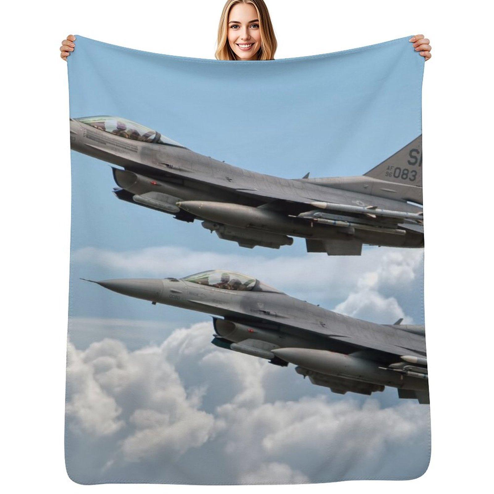 F16 Fighting Falcon Warhawks Wurfdecke Fleckenresistent Gemütlich Warm Decke Size: 75*100cm, Weight: 320 GSM