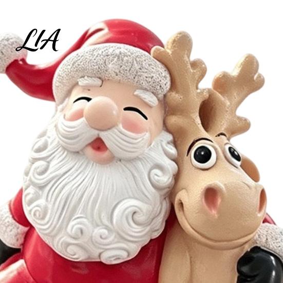 Festive Figurine for Shop Display Christmas Santa Claus Figurine, Resin Elk Statue, Cute Eve Gift Friends Holiday Desktop Decoration Home Tabletop
