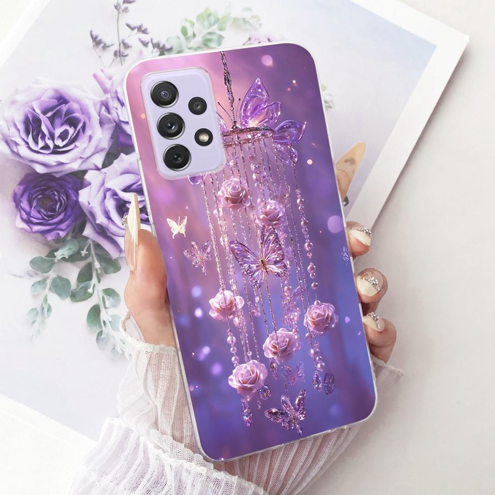 Transparent For Samsung Galaxy A72 4G Case Cute Fashion Flowers Funny Painted Casing For Samsung A72 4G SM-A725M SM-A725F Cover