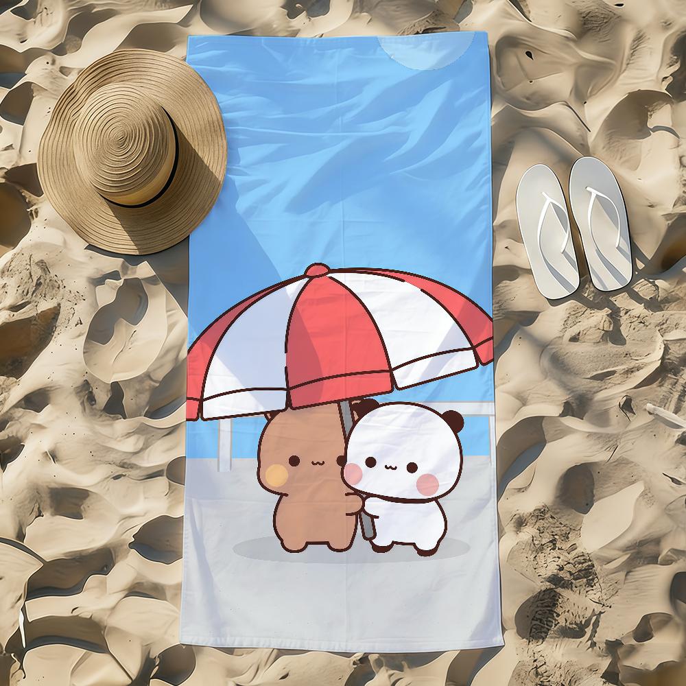 Toalla de Playa de Dibujos Animados para Pareja con Estampado Bubu y Doodle, Toalla de Playa Grande de Secado Rápido, Toalla Absorbente Suave para Natación Playa para Hombres Mujeres