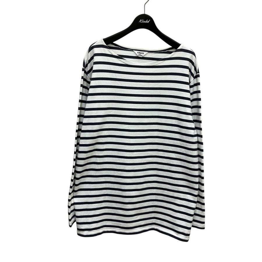 AURALEE x IENA Border cut and sew A21SB051E White x Navy Size: 1