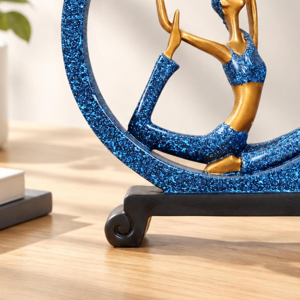 Meditation Figurine Sculpture Elegant Circular Frame Statue Sturdy Freestanding Tabletop