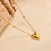 Chic Heart Pendant Titanium Necklace: Beaded, Smooth, Fade-Resistant, Versatile Women's Clavicle Chain