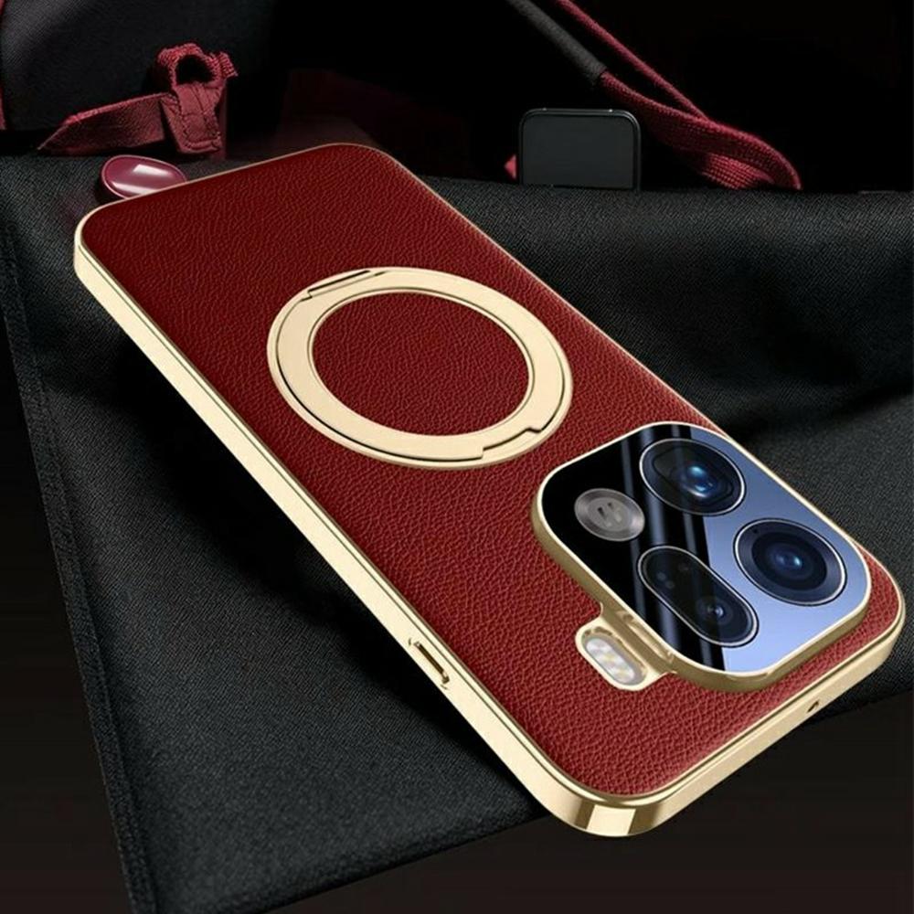 Für Oppo Find X9 Pro 5G Hülle Magnetischer Drehbarer Ständer Leder + PC + Acryl Handyhülle mit Gehärtetem Glas Rückbildschirmfolie
