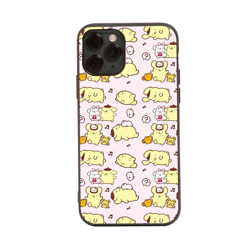 HK31 PomPom Purin Black Sofe Case for iPhone 16 15 Plus 14 13 Pro 8 SE XR XS Max P30 Nova 5T Y5P Y6 Y7 Y8P Y9 Realme C30 C33 C31 VIVO Y36 V27