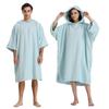 Winthome Sauna Poncho with Through-Pocket, Changing Surf Poncho, Quick-Dry Absorbent Warm Towel, Long-Sleeve Thick Microfiber, Unisex (Light Blue)