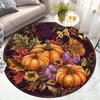 Autumn Pumpkin Harvest Round Rug Fall Season Leaves Sunflower Decor Orange Purple Thanksgiving Floor Mat Crystal velvet carpet