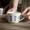 Literary Sense Hand-Painted Small Flower Coarse Pottery Cup Ceramic Coffee Cup Office Drinking Cup Export