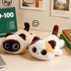 Cute Big Eyes Cat Plush Toy Realistic Texture Siamese Cat  Plush Doll  Birthday Gift