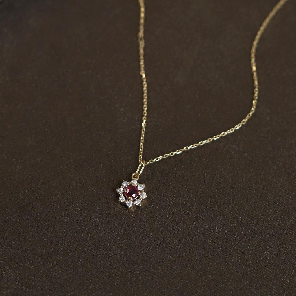 925 Sterling Silver Electroplated 14K Gold Red Zircon Sun Pendant Necklace for Women Wedding Party Jewelry