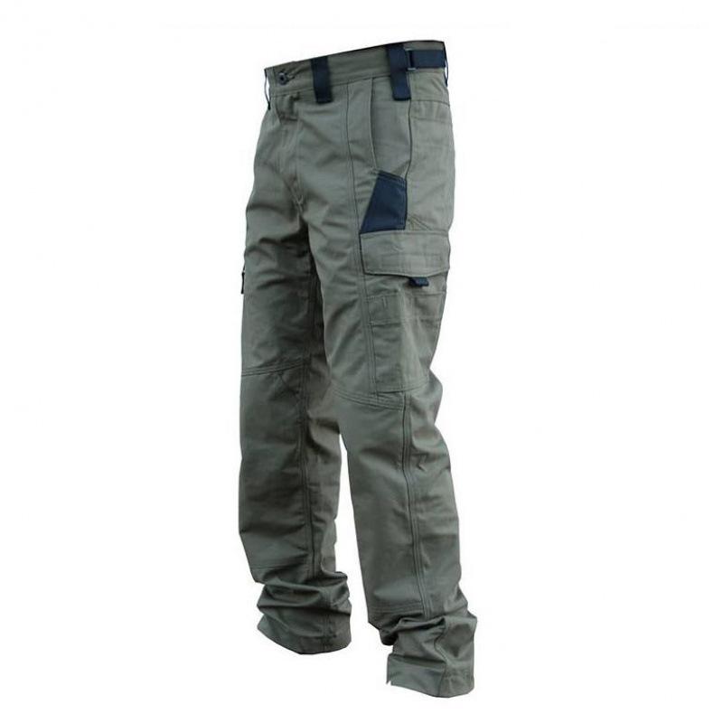 Men Tactical Cargo Pants Pocket Ripstop Fabric Loose Casual Outdoor Hiking Workwear Trousers