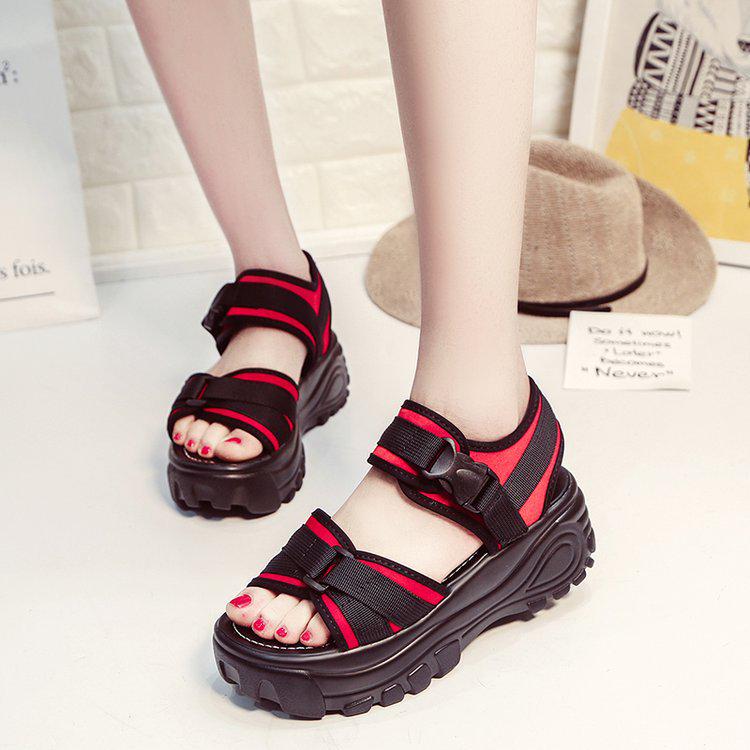2020 Summer Women's Velcro Platform Wedge Sandals with Thick Soles