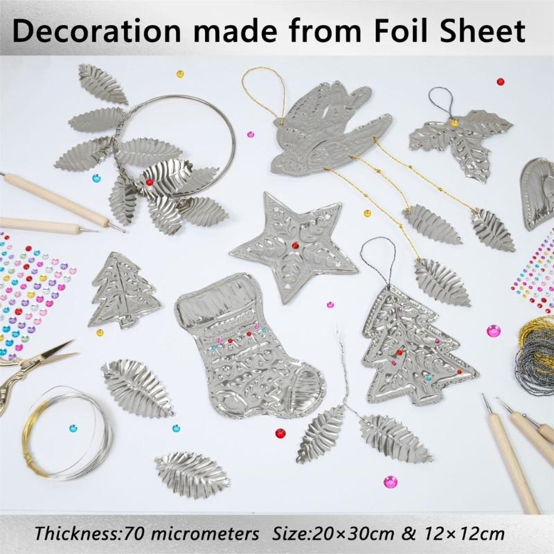Handmade Aluminum Foil Holiday Decorations Set Foil Embossed Christmas Ornament For Home And Office Christmas Tree
